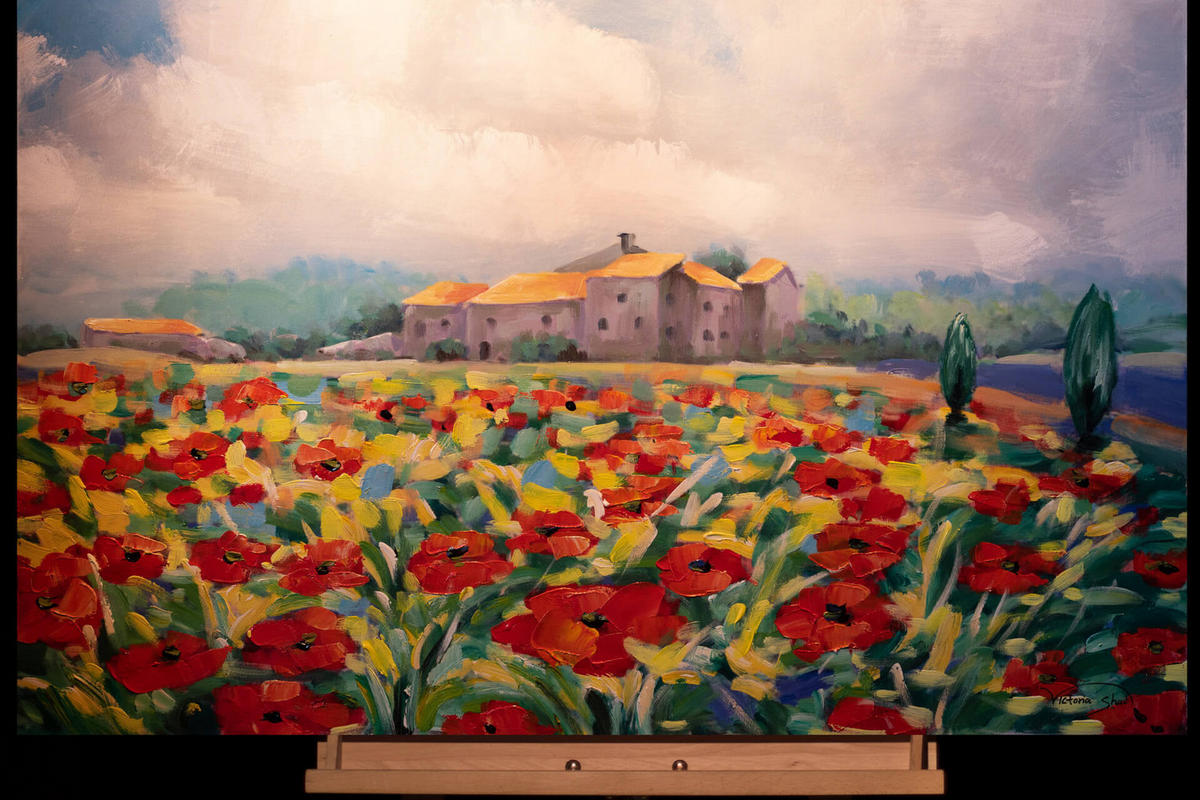 RUČNE MAĽOVANÝ AKRYLOVÝ OBRAZ 93/63 cm, viacfarebný, prírodný a botanický motív - viacfarebná, drevo/textil (93/63cm) - KUNSTLOFT