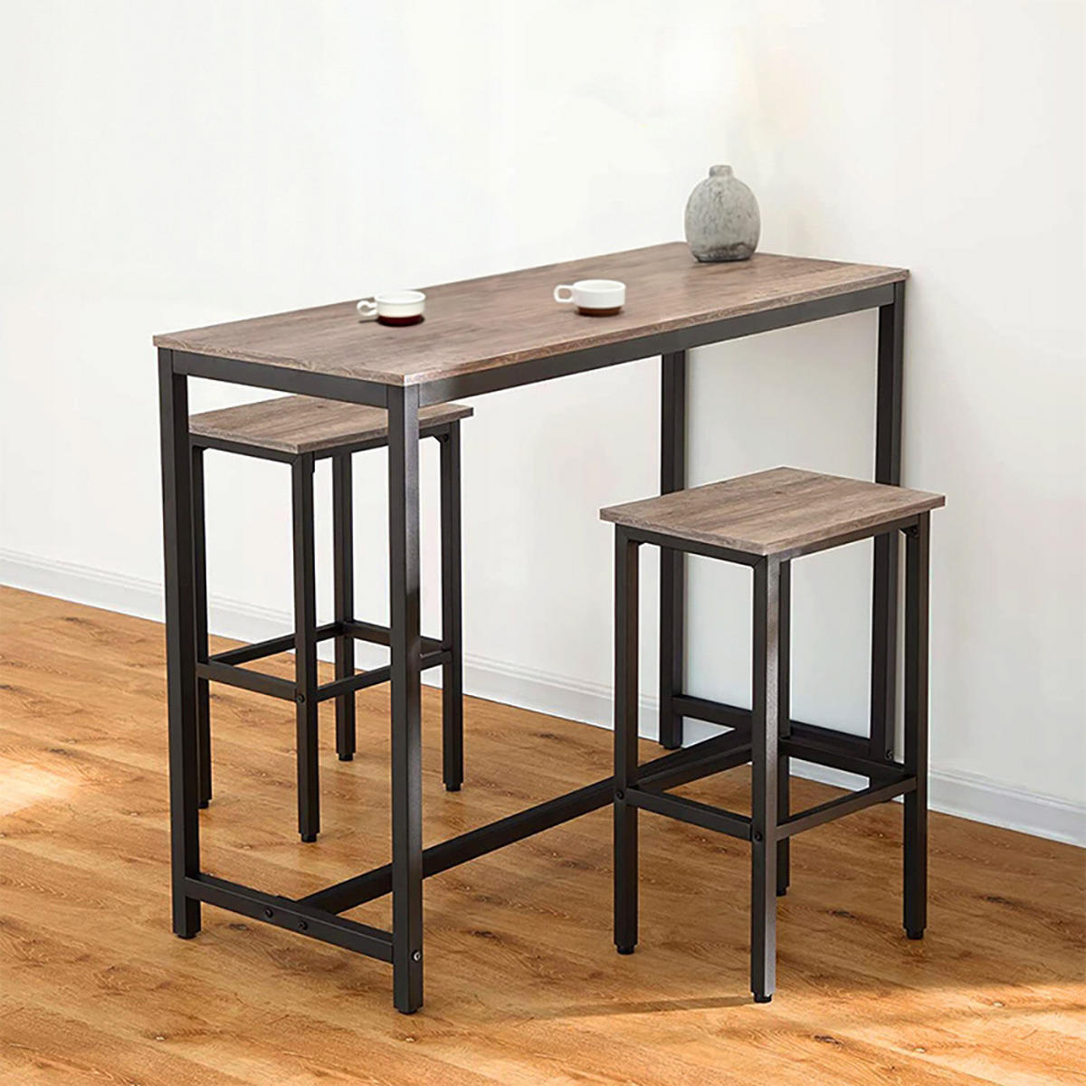 BARMÖBEL SET, braun, 100/40/90 cm - Schwarz/Braun, Metall (100/90/40cm) - Rebiko