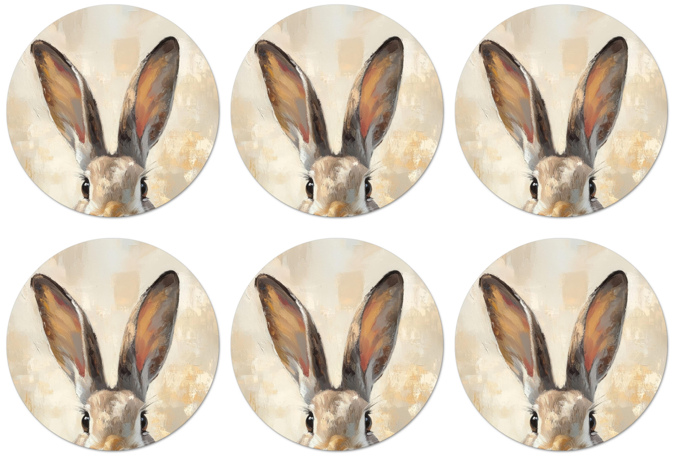 GLASUNTERSETZER Hase - Ohren - Braun Zubehör für Getränke 10x10 cm - Beige, Naturmaterialien (10/0.2cm) - MuchoWow