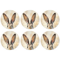 GLASUNTERSETZER Hase - Ohren - Braun Zubehör für Getränke 10x10 cm - Beige, Naturmaterialien (10/0.2cm) - MuchoWow