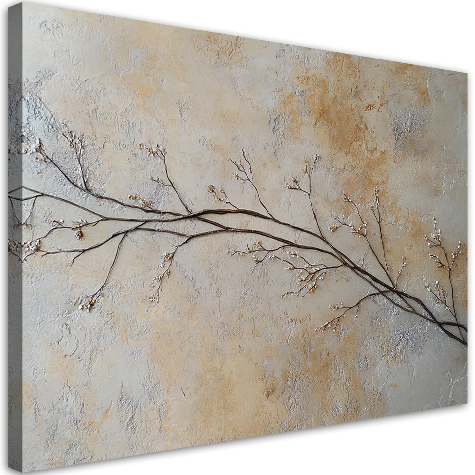 WANDBILD zweige blumen knospen - Beige, Textil (60/40cm) - Feeby