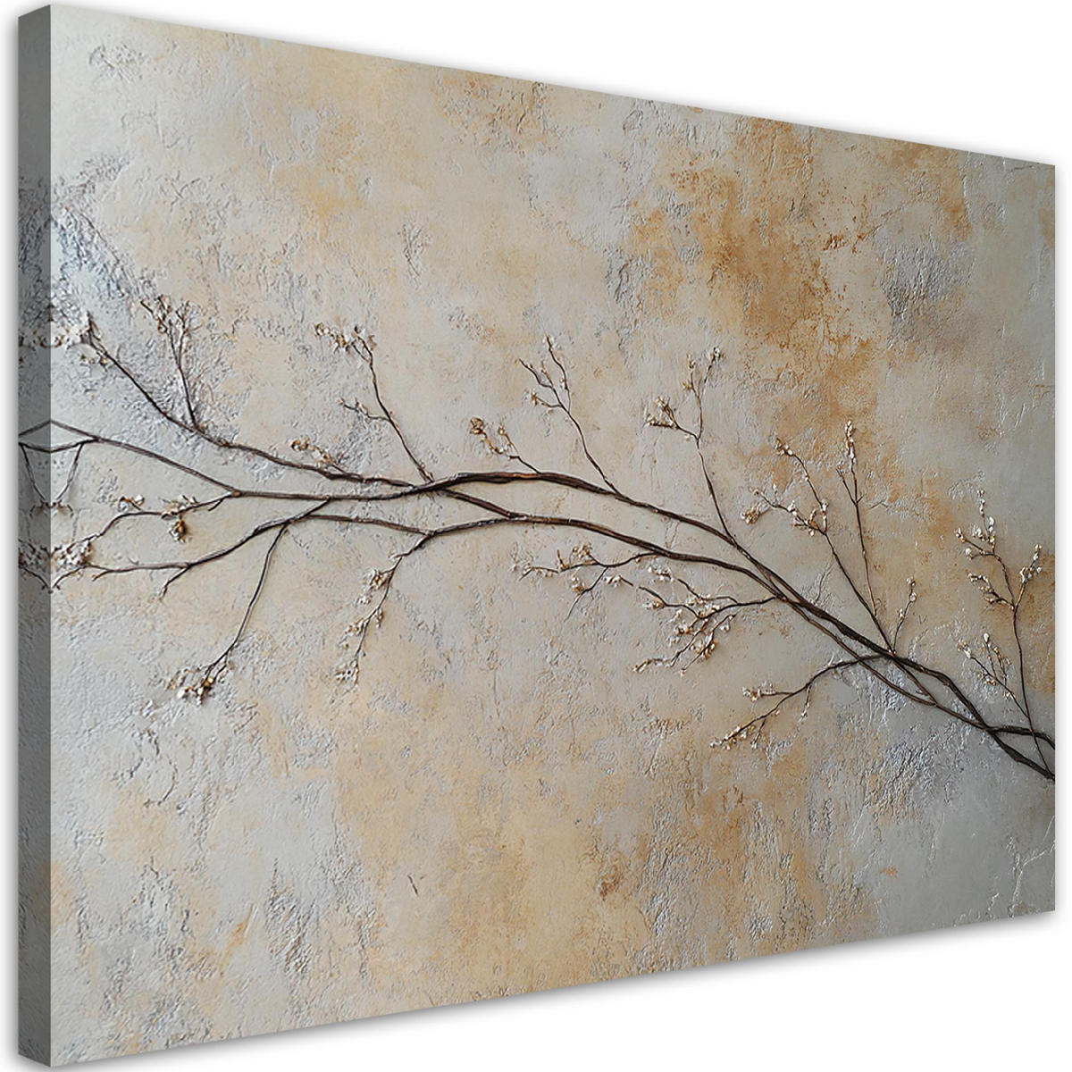 WANDBILD zweige blumen knospen - Beige, Textil (60/40cm) - Feeby