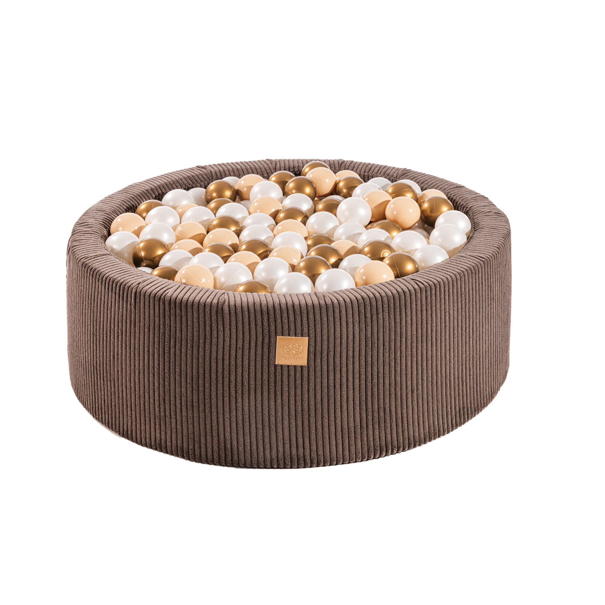 BÄLLEBAD für Kinder, Cord, Braun - Beige/Goldfarben, Textil (90/90/30cm) - MeowBaby