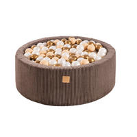 BÄLLEBAD für Kinder, Cord, Braun - Beige/Goldfarben, Textil (90/90/30cm) - MeowBaby