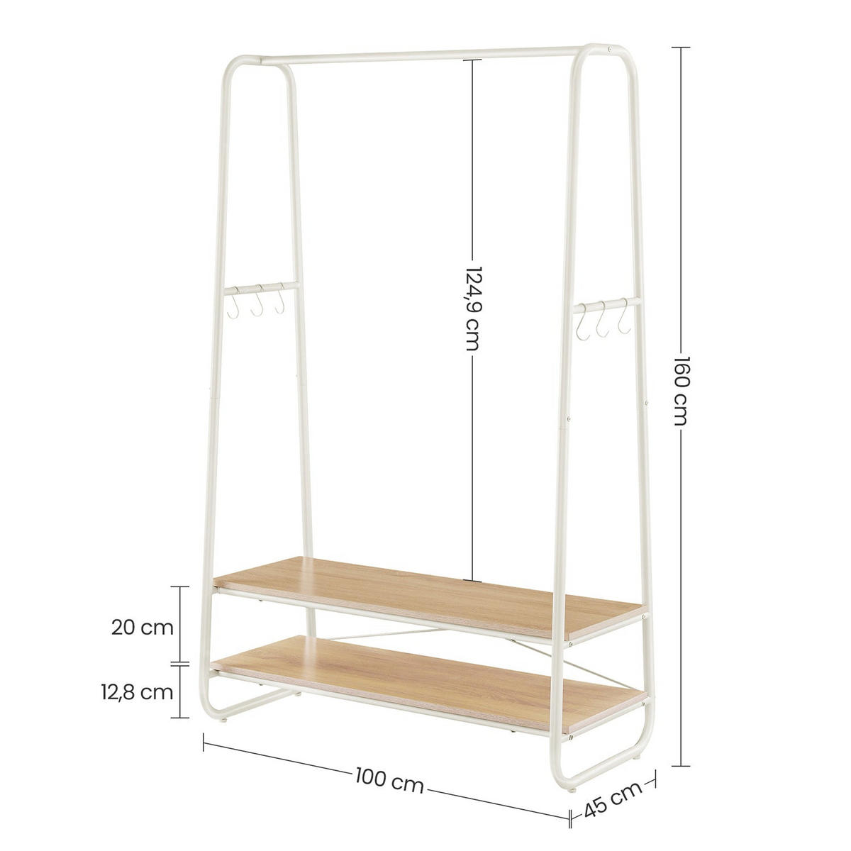 KLEIDERSTÄNDER KIGALI - Creme, Holzwerkstoff (100/160/45cm) - Hansiro