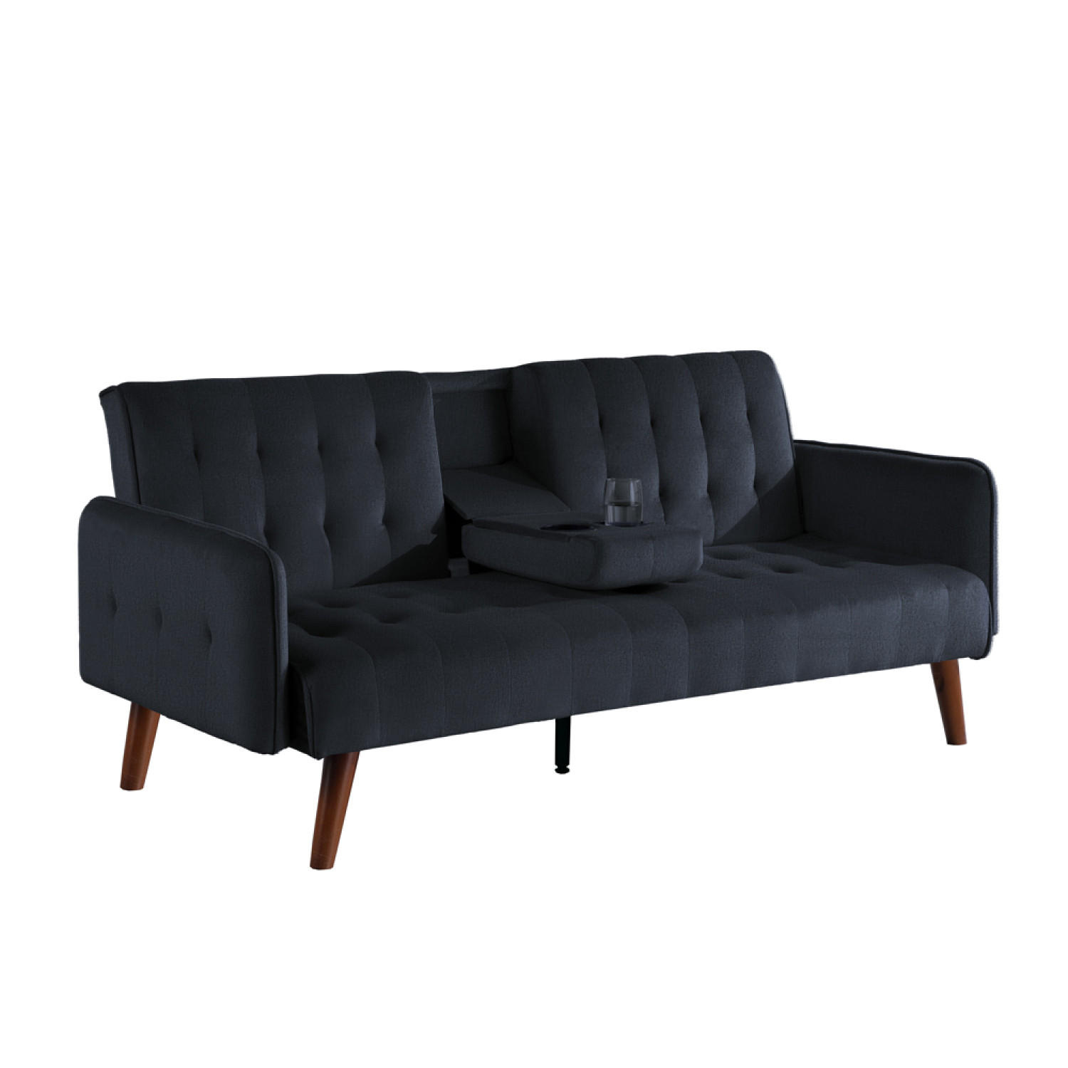 SCHLAFSOFA inverness schwarz 3-sitzer leinen - Schwarz, Holz (181/37/97cm) - Concept Usine