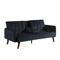 SCHLAFSOFA inverness schwarz 3-sitzer leinen - Schwarz, Holz (181/37/97cm) - Concept Usine