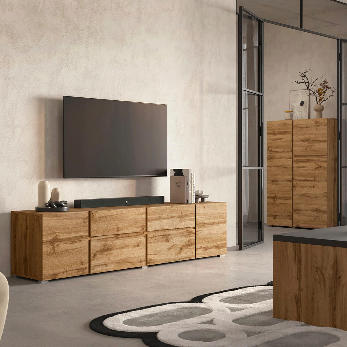 TV STOLÍK Maxis Drevo - hnedá, kompozitné drevo (195/48/40cm) - Petits-meubles