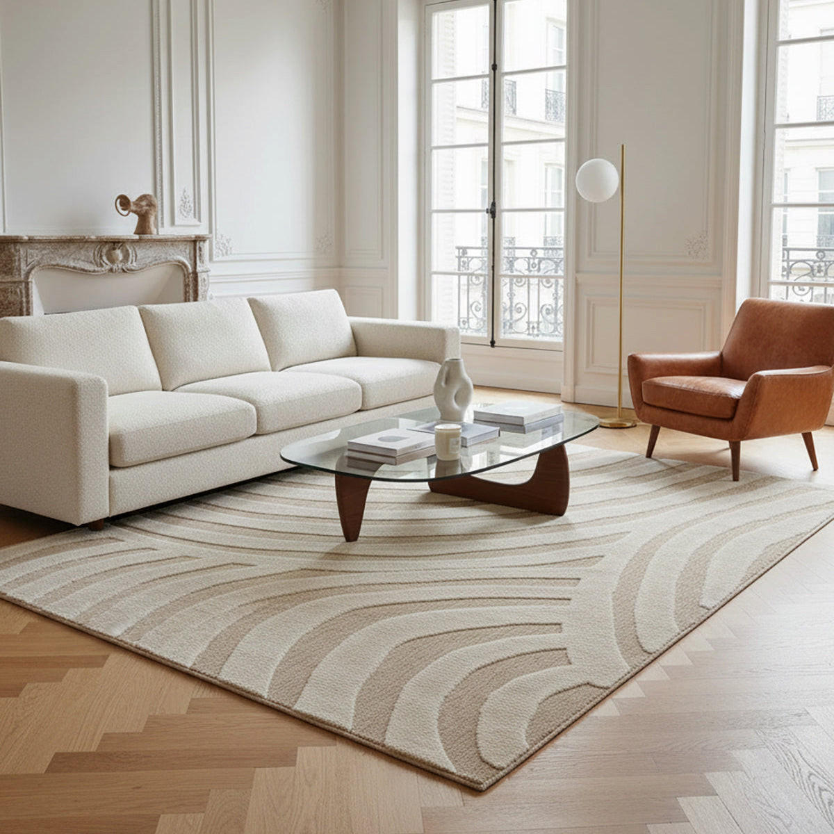 TEPPICH mit Reliefeffekt im japanischen Stil beige - Beige, Textil (200/290cm) - AFK Living