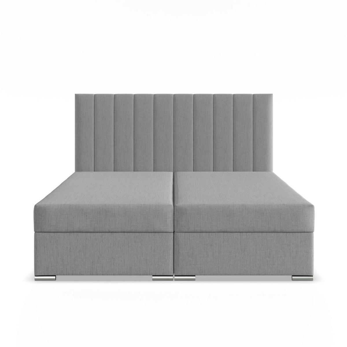 BOXBETT MIT KOPFTEIL 140x200 AGEN, Grau - Hellgrau, Textil (140/200cm) - Mebligo