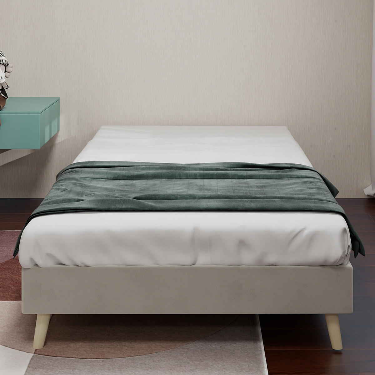 RAHMENBETT 90/200 cm in Beige Stoff - Beige, Holzwerkstoff/Textil (90/200cm) - WISHDOR