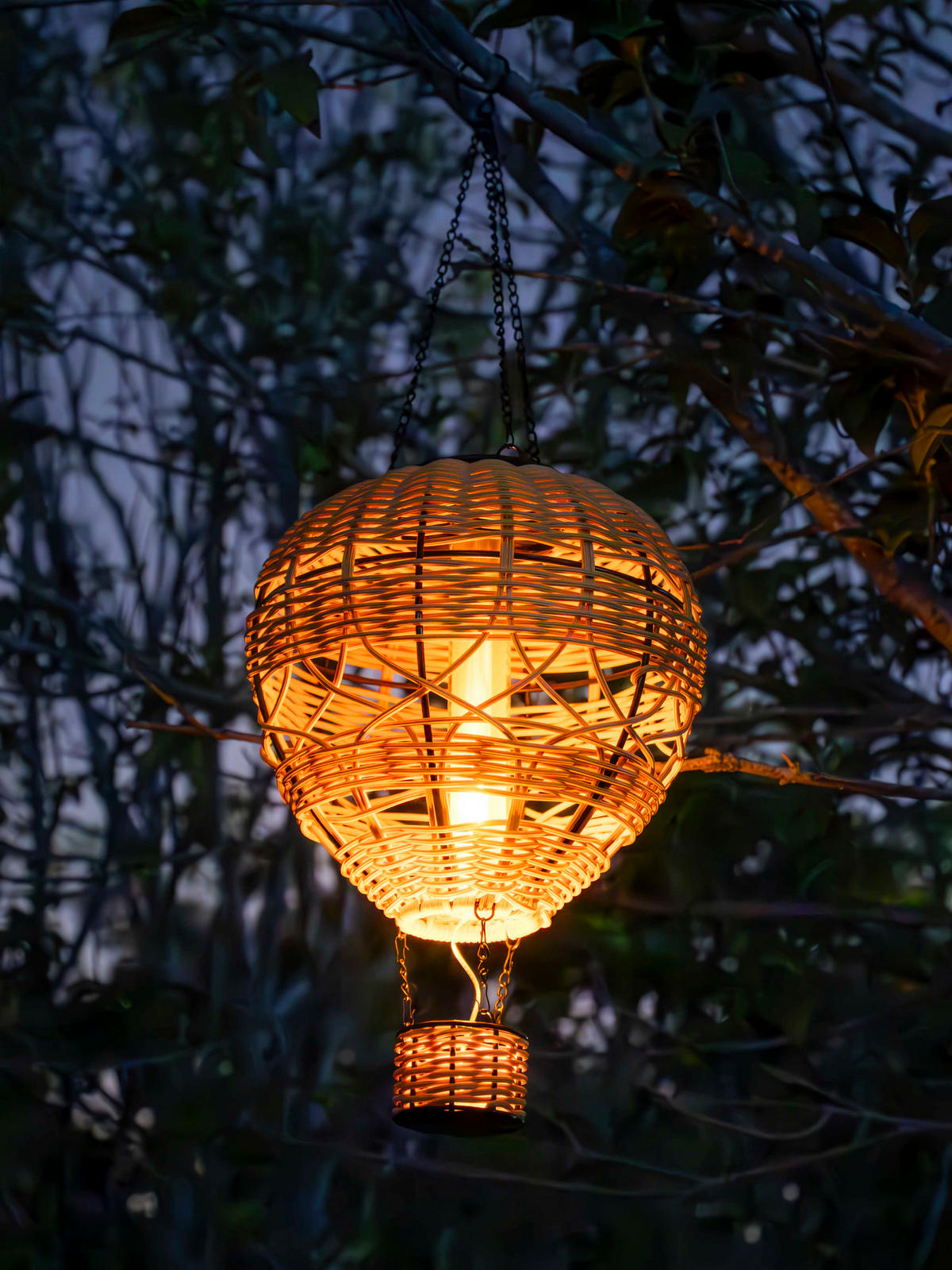 LED-HEISSLUFTBALLON aus Rattan - Solar-Beleuchtung für Garten und Balkon - Weiß, Kunststoff (20.5/20.5/52cm) - Northpoint