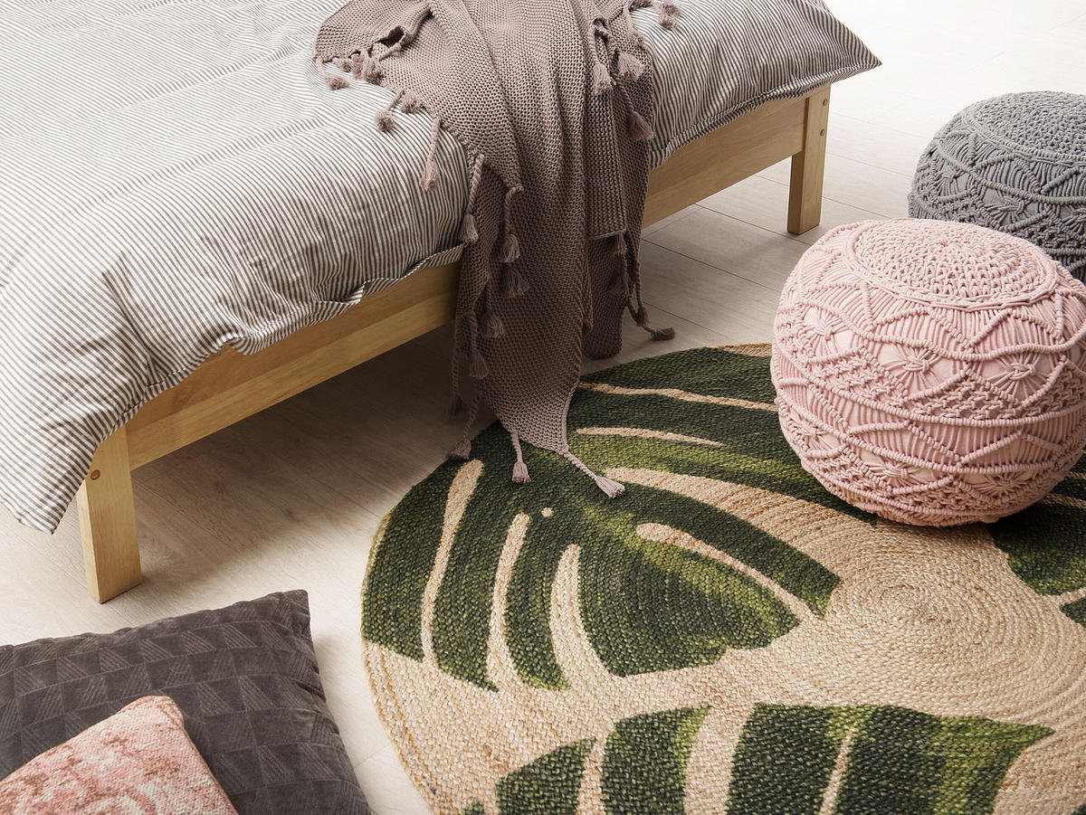 TEPPICH geflochten Incik 140/140 cm - Beige, Naturmaterialen (140/140cm) - Beliani