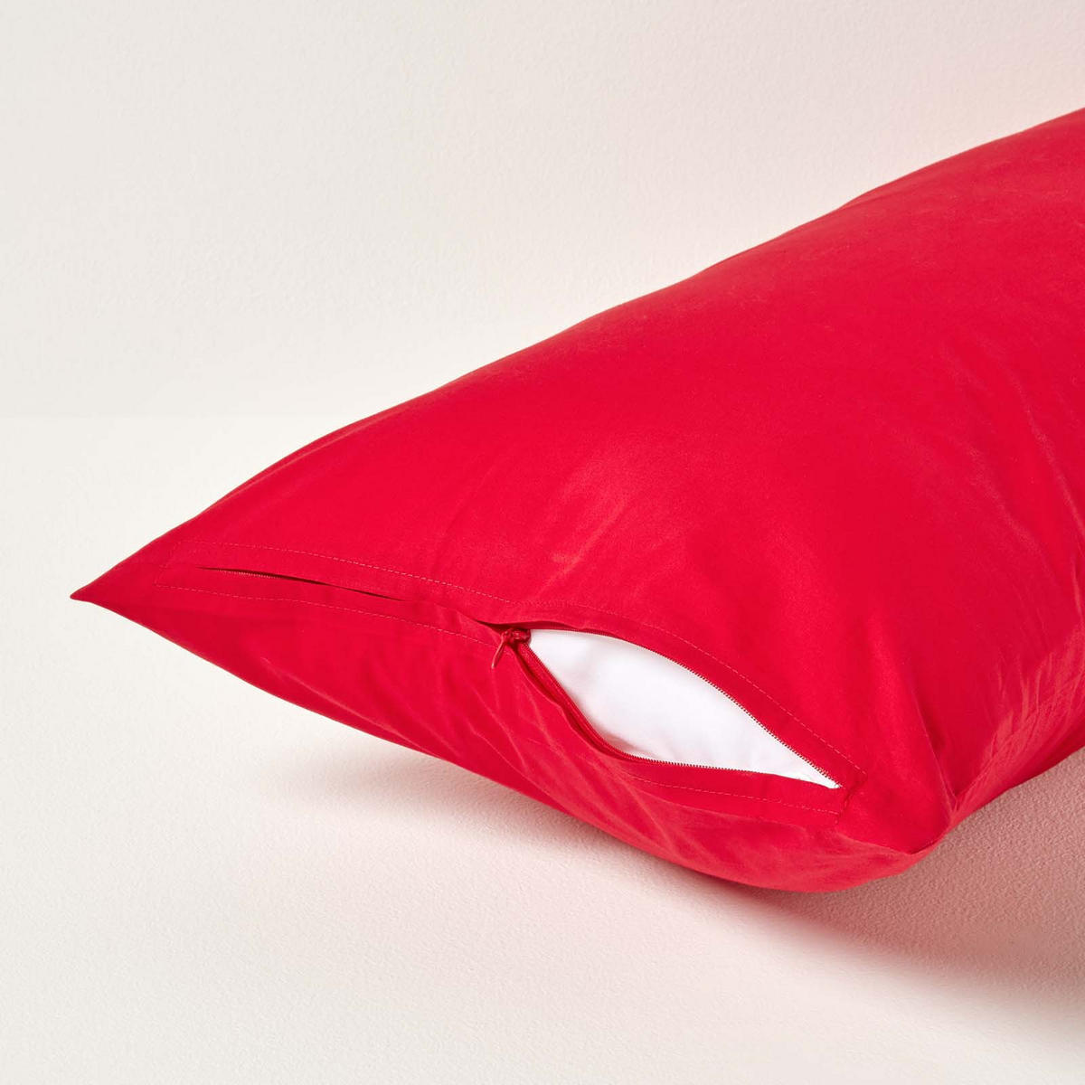 KISSENBEZUG Perkal, Ägyptische Baumwolle, Fadendichte 200 - Rot, Textil (40/80cm) - Homescapes