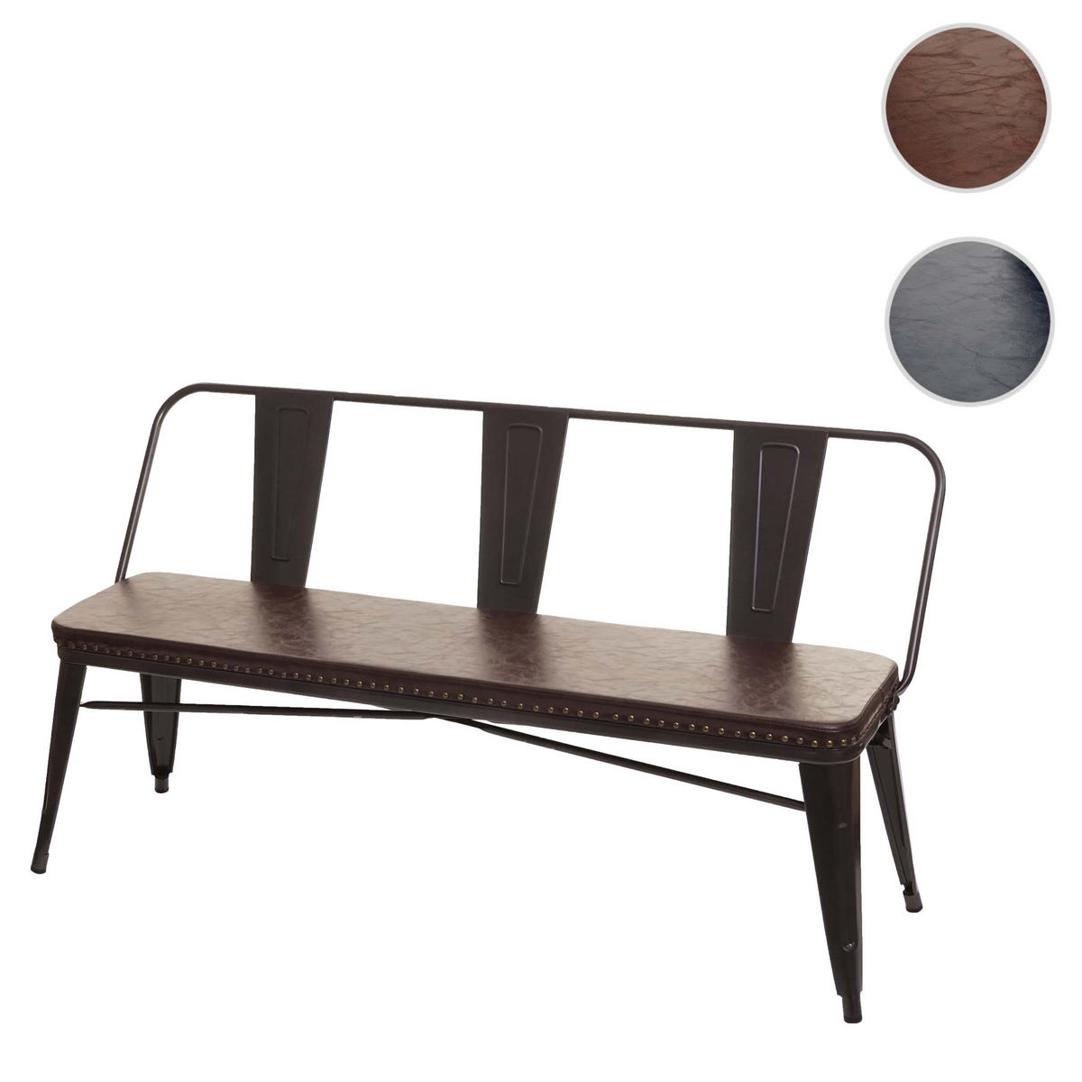 3ER-SITZBANK Schwarz, Braun - Schwarz/Braun, Metall (153/80/56cm) - MCW