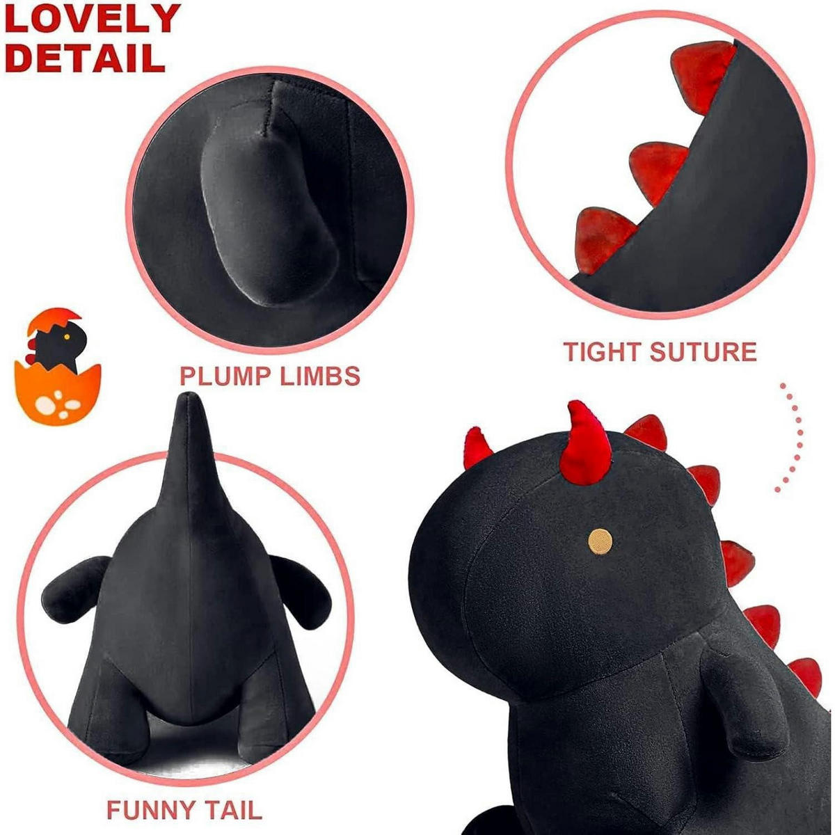 PLÜSCHTIER Dinosaurier 45 cm - Schwarz, Textil (20/45cm)