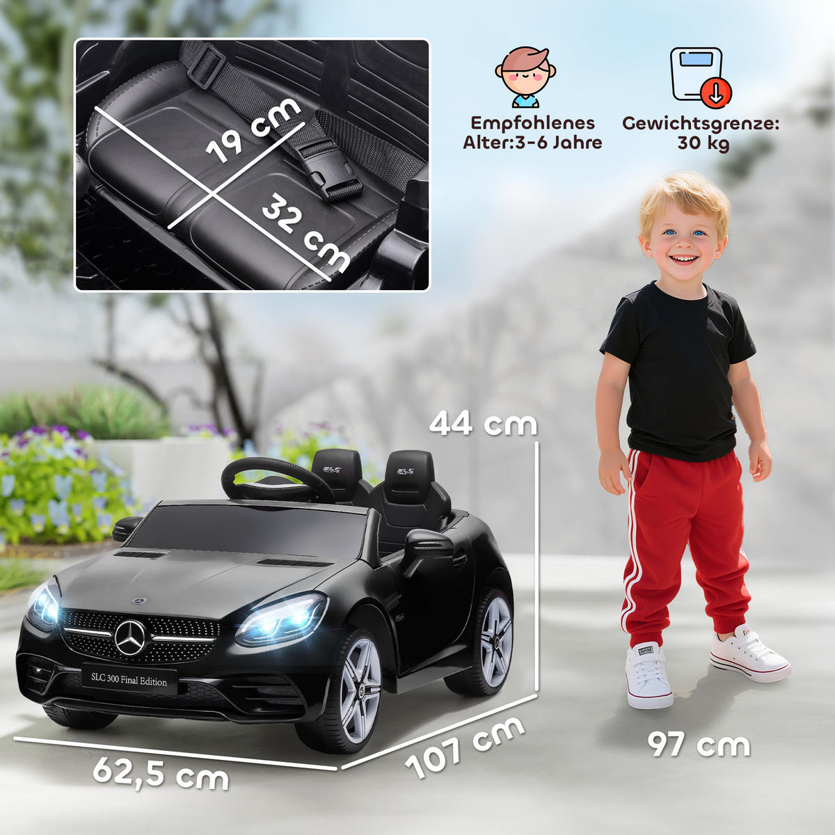 12 V Kinder Elektroauto, Kinderfahrzeug mit Ferbedienung, Kinderauto, Schwarz - Schwarz, Metall (107/62.5/44cm) - AIYAPLAY