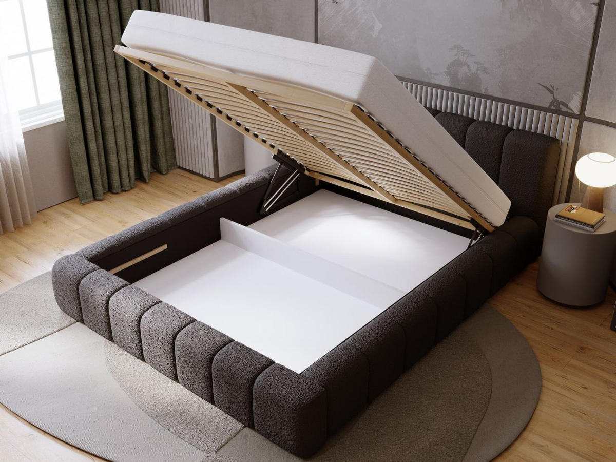 POLSTERBETT Orio 160x200 Schwarz - Schwarz, Textil (160/200cm) - Graingold