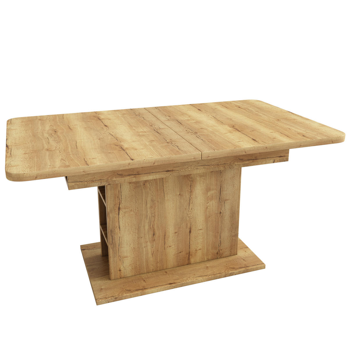 ESSTISCH aus Spanplatte und Metall 110/130x70x75 cm Natur ausziehbar mit Stauraum und platzsparendem Design - Naturfarben, Holzwerkstoff (130/70/75cm) - Modfu