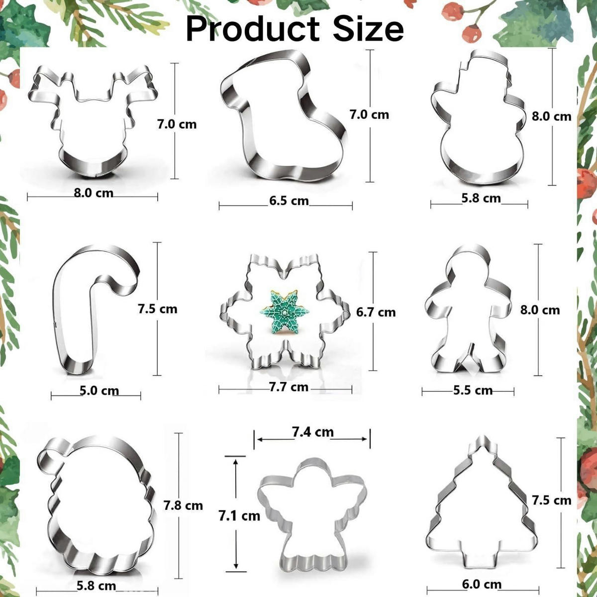 AUSSTECHFORMEN Set 9-teilig Weihnachten mit 100 Keks-Tüten - Silberfarben, Metall (16.3/2.2/26.1cm)