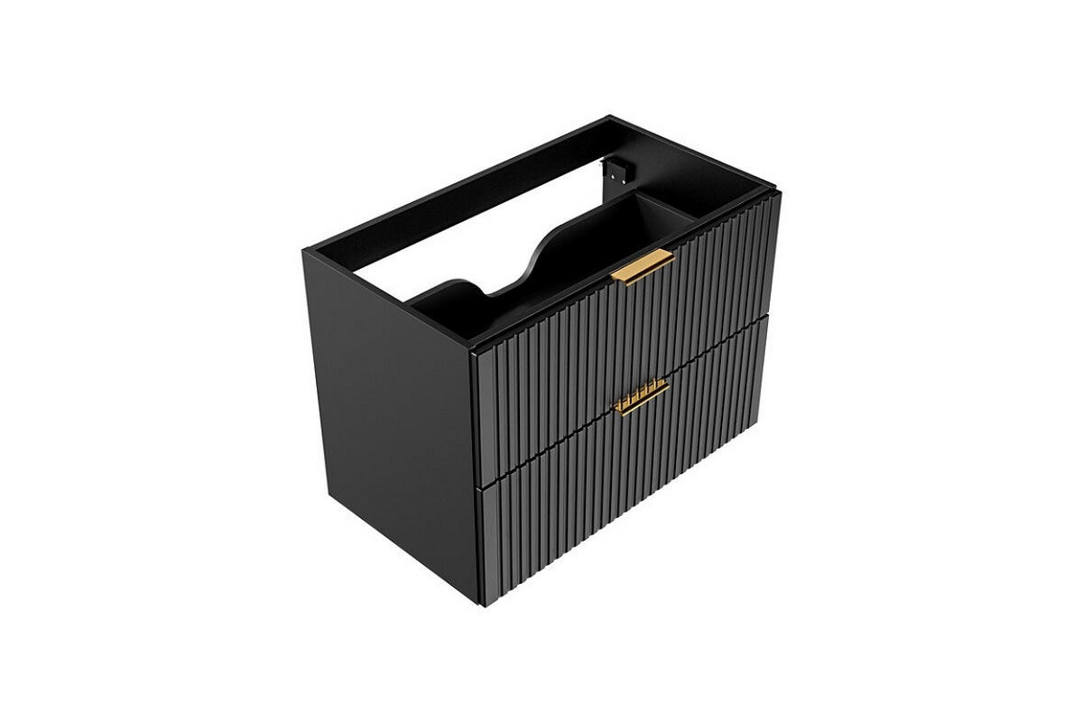 WASCHTISCHUNTERSCHRANK 80 cm 2 Teile - Adel Black A BM135 in Schwarz Matt/Wotan Eiche - Eiche Wotan/Schwarz, Holz (80/57/46.6cm)