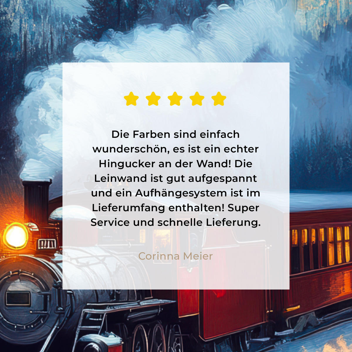 LEINWANDBILD Zug - Weihnachten - Schnee - Weihnachtszug 90x90 cm - Anthrazit, Textil (90/90cm) - MuchoWow