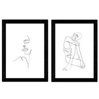 POSTER Set Mit 2 Single-Line Face Frauweiblicher Akt A3 Rahmenlos - Klar, Papier (29.7/5/42cm) - Nacnic