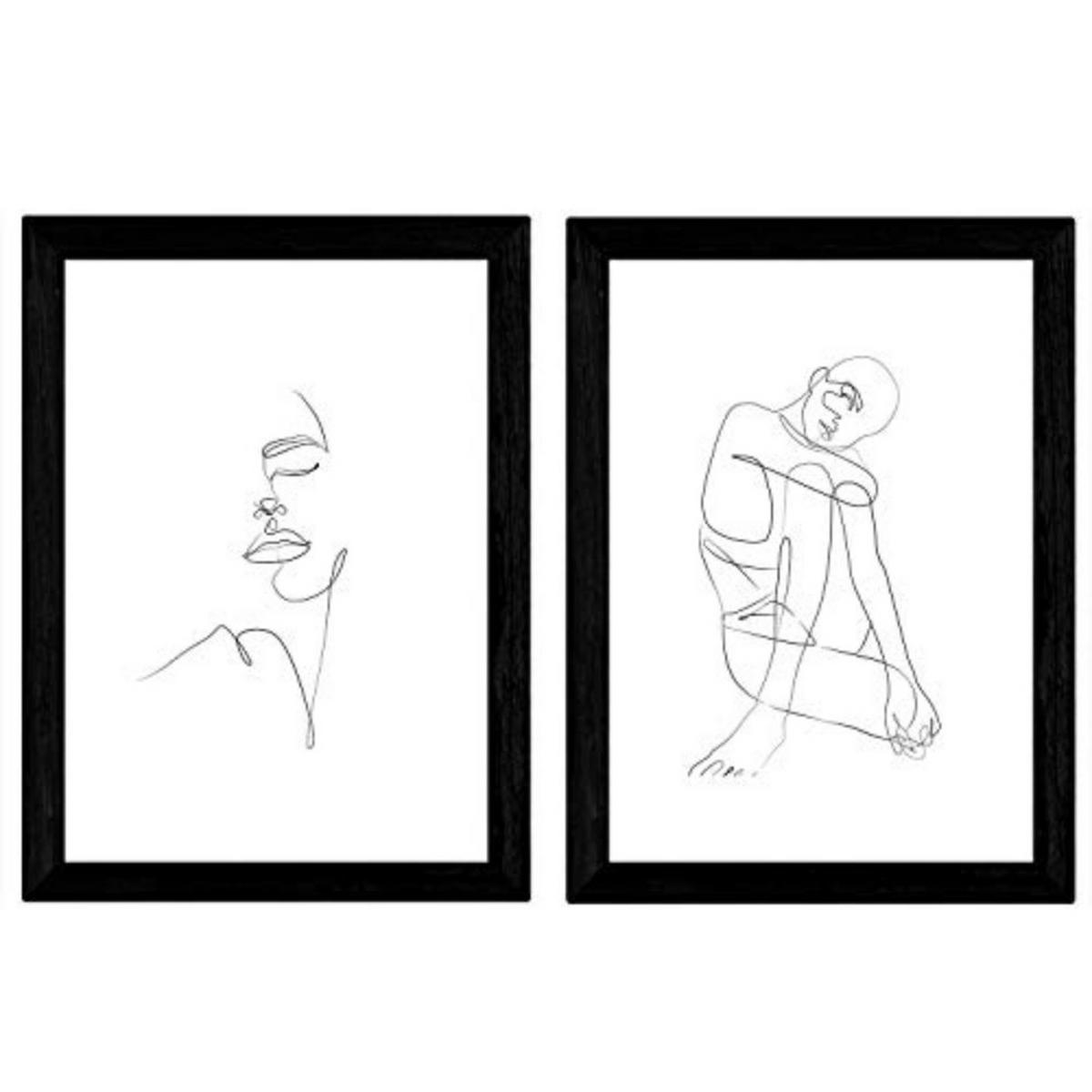 POSTER Set Mit 2 Single-Line Face Frauweiblicher Akt A3 Rahmenlos - Klar, Papier (29.7/5/42cm) - Nacnic