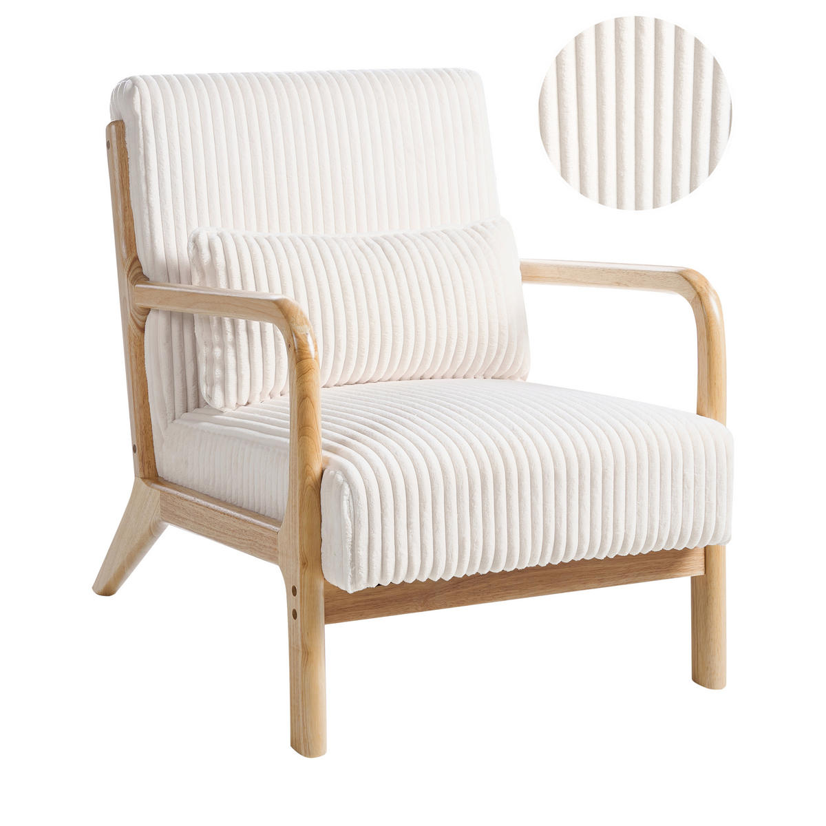 SESSEL Hellbraun Sorsele - Hellbraun/Weiß, Textil (64/77/82cm) - Beliani