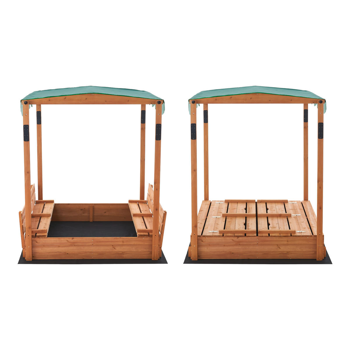 SANDKASTEN Pitsunda - Naturfarben/Grün, Holz (118/118/145cm) - [en.casa]