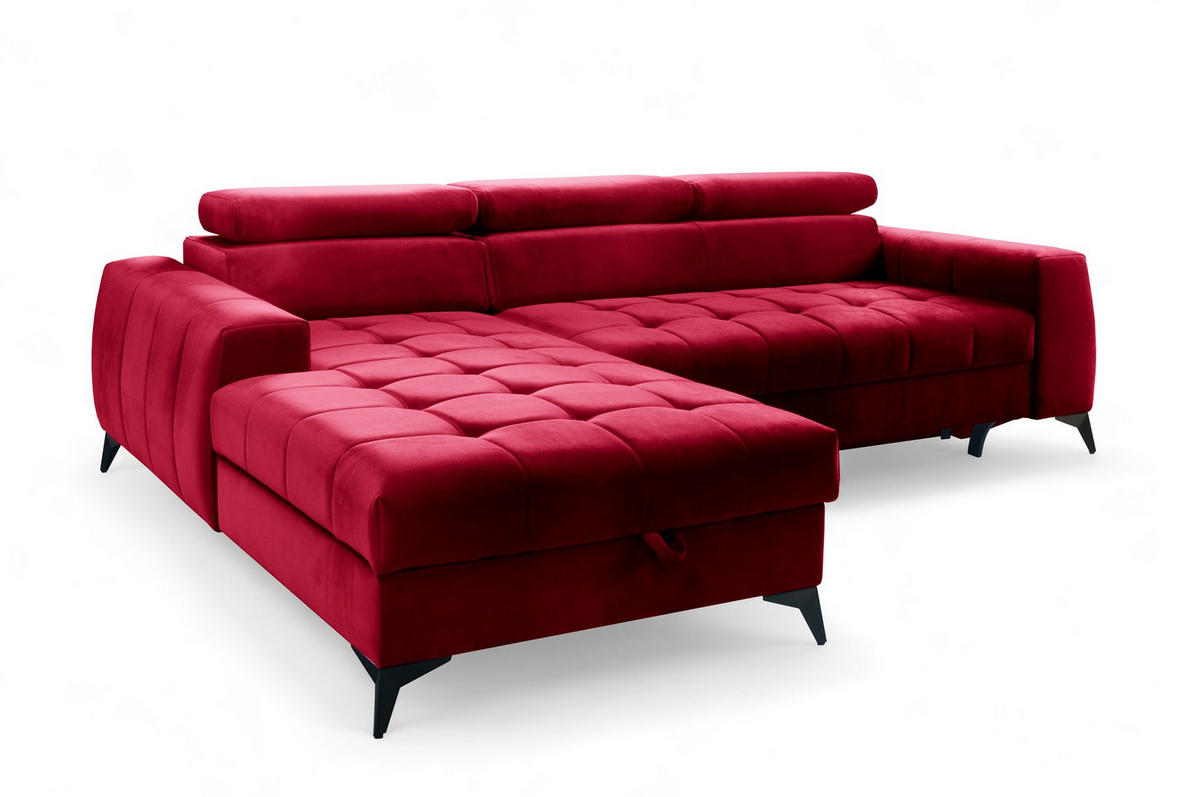 ECKSOFA Agnesa Xs In Salvador - Rot, Holzwerkstoff/Textil (260/200cm) - Fun Möbel