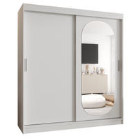 SCHWEBETÜRENSCHRANK 200/180/62 2-türig - Silberfarben/Weiß, Holz (180/200/62cm) - MÖBEL KRYSPOL
