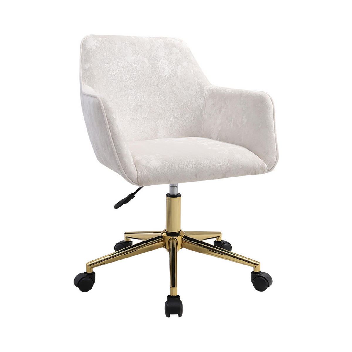 SCHREIBTISCHSTUHL Höhenverstellbar 360°-Drehbar Armlehnen Rollen Samt Beige - Beige/Goldfarben, Textil/Metall (60/88/50cm) - Livingandhome