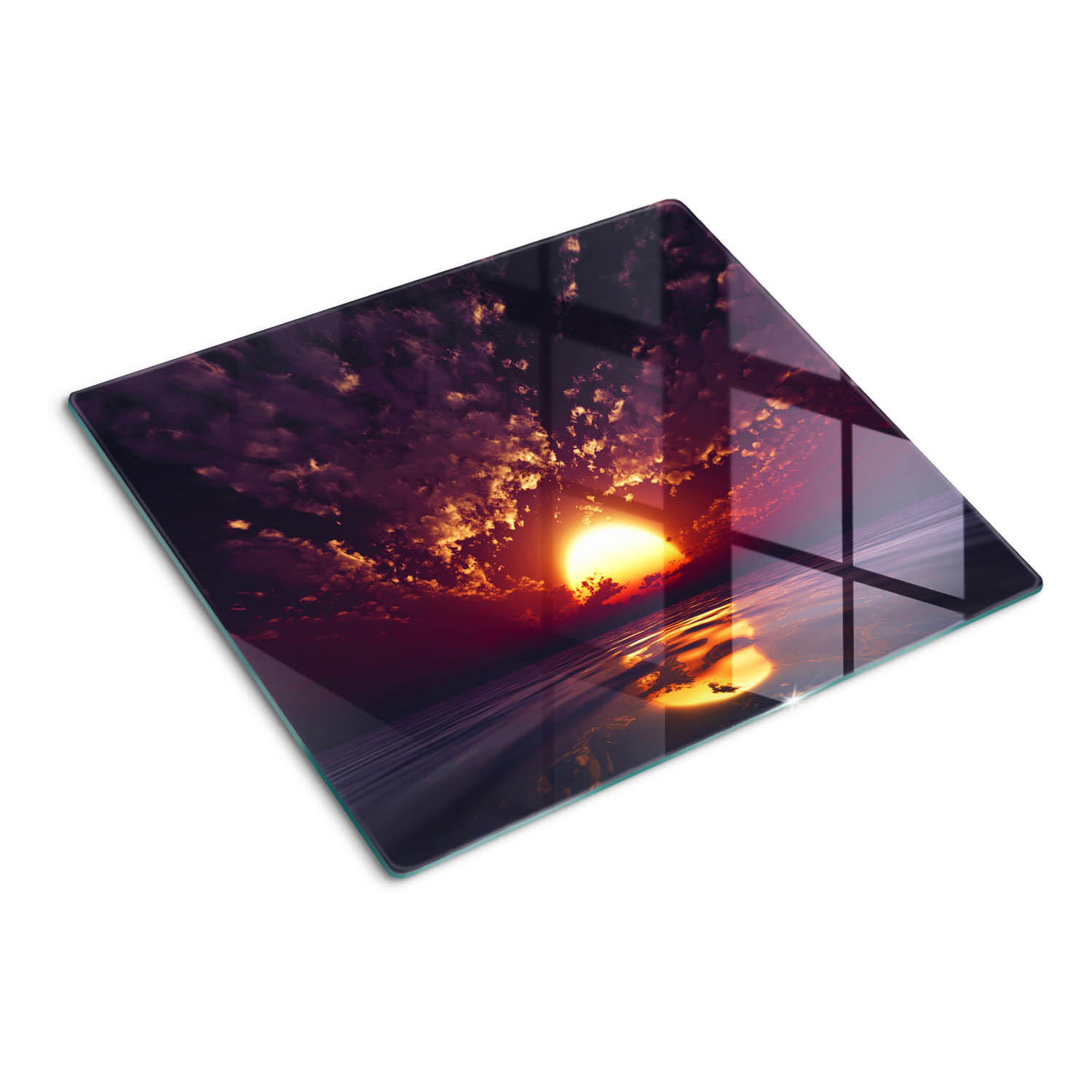 GLASPLATTE 60x52 cm Sonnenuntergang - Gelb, Glas (60/0.4/52cm) - TULUP