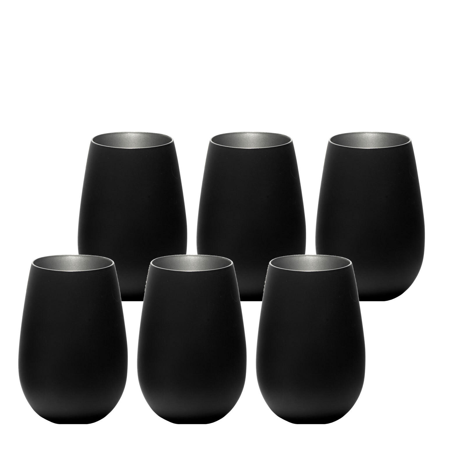 BECHER Elements Schwarz-Silber 465 ml 6er Set - Silberfarben/Schwarz, Glas (0.465L) - Stölzle Lausitz