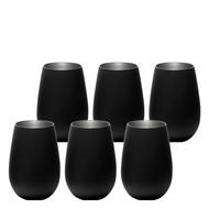 BECHER Elements Schwarz-Silber 465 ml 6er Set - Silberfarben/Schwarz, Glas (0.465L) - Stölzle Lausitz