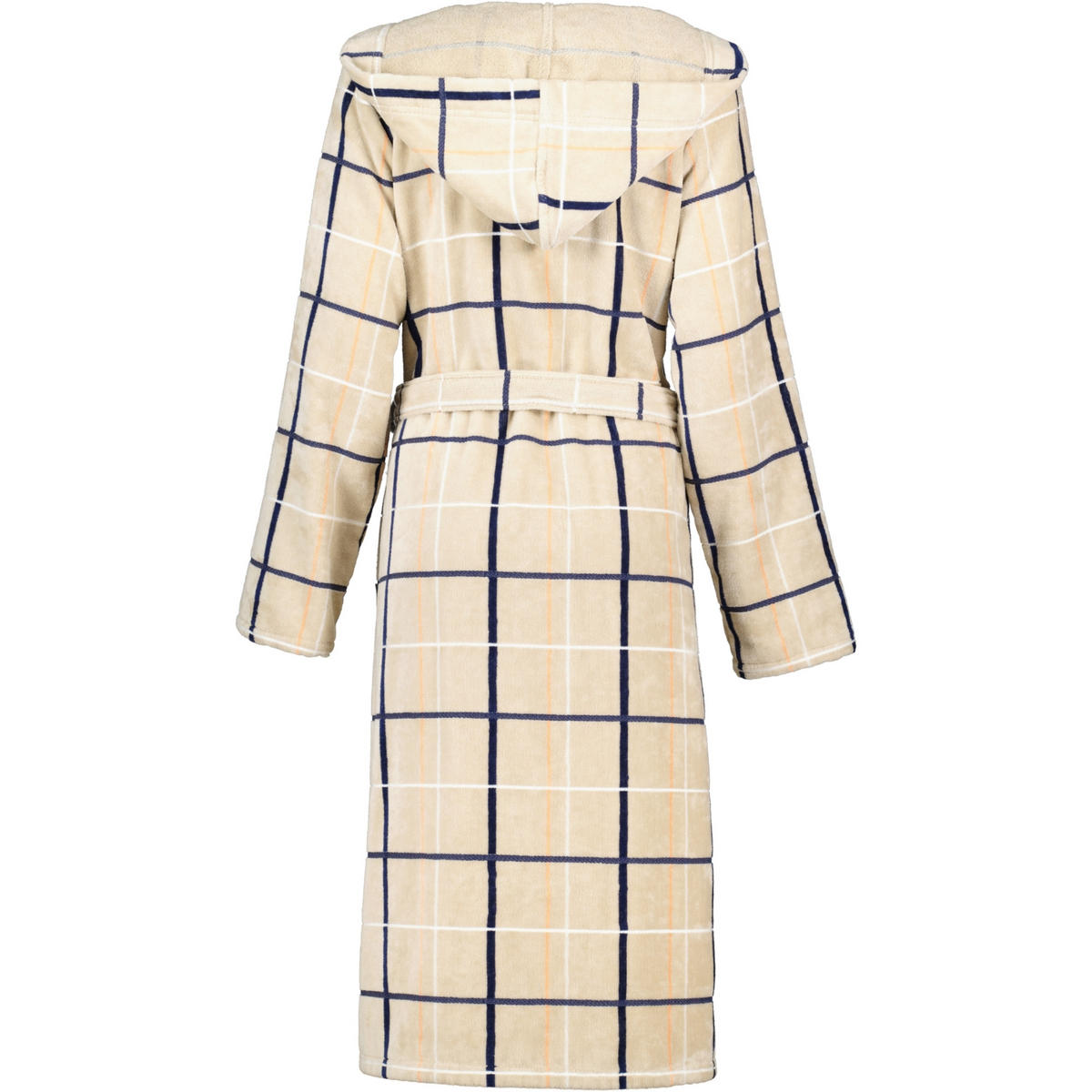 BADEMANTEL DAMEN KAPUZE KARO 4348 SAND-MARINE - 31 - Beige, Textil (Snull) - Cawoe