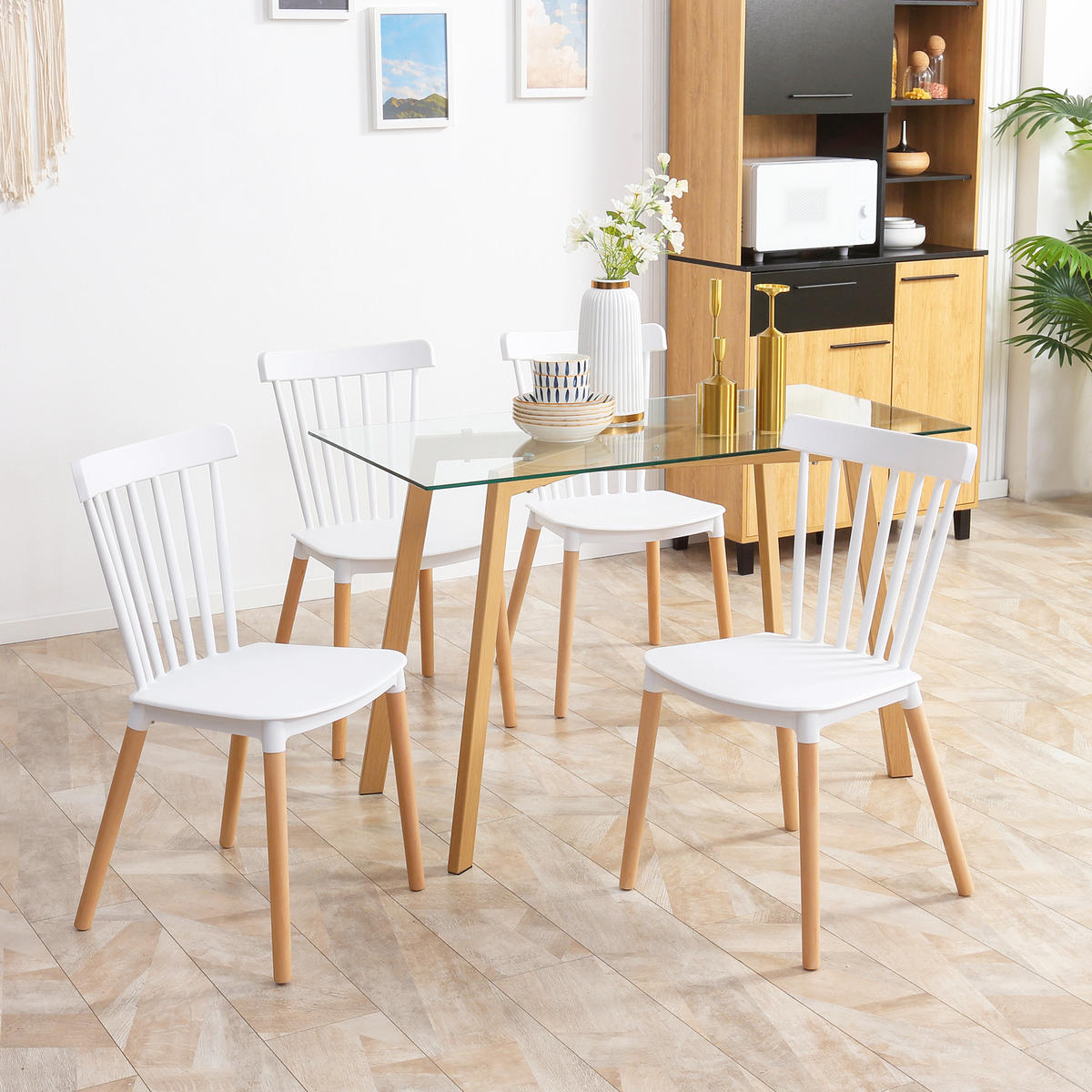 ESSZIMMERSTÜHLE 4er-Set DE-13228 Skandinavisch mit hoher Rückenlehne Weiß - Weiß, Kunststoff (52.5/83/48cm) - ComfortXL