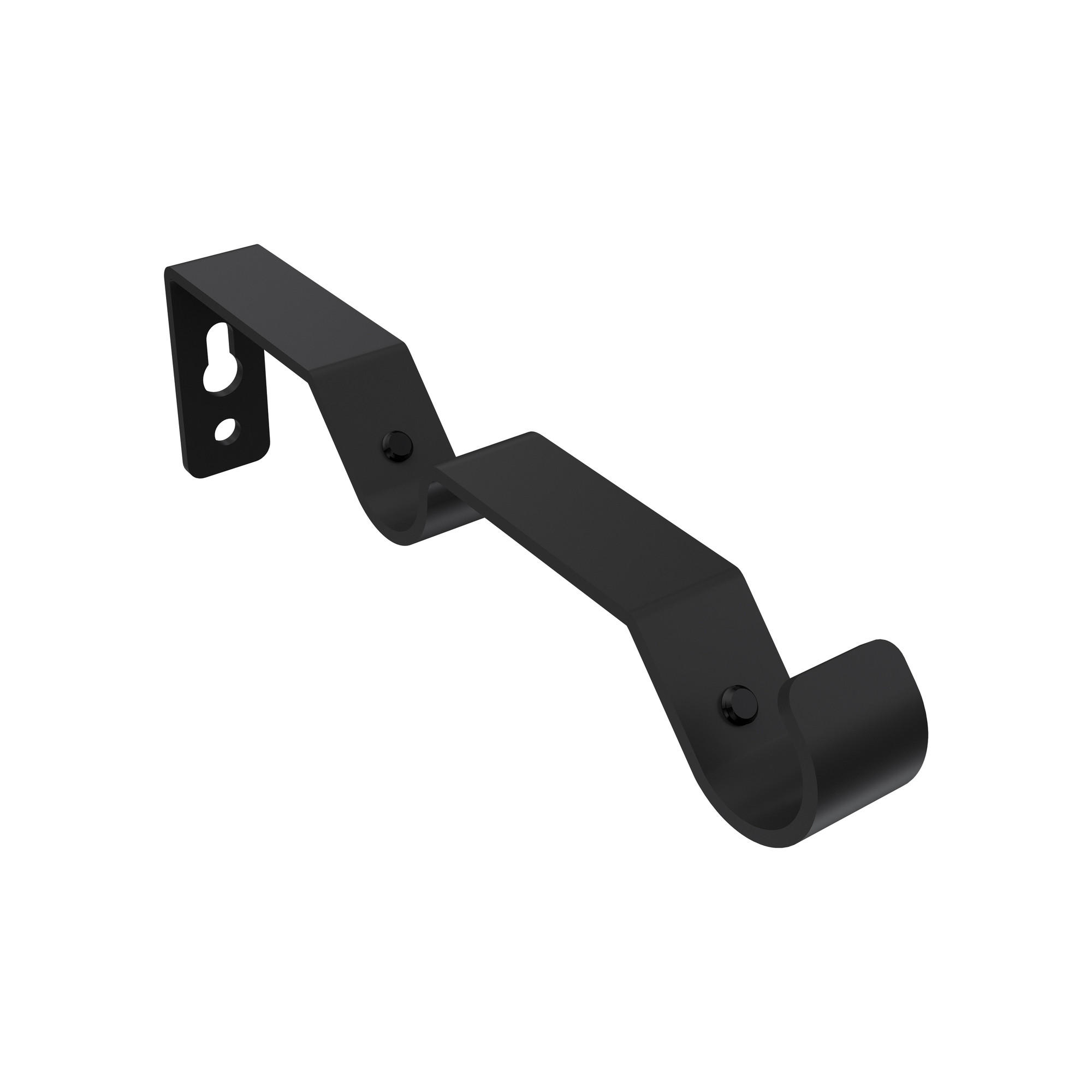 TRÄGER FÜR GARDINENSTANGEN 16 mm Ø, Hera 2-läufig, Schwarz - Schwarz, Metall (14.4/4.4/1.6cm) - INTERDECO