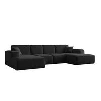 ECKSOFA U-Form Siena mit Stoff Maloy Schwarz - Schwarz, Holz (344/165cm) - Kaiser Möbel