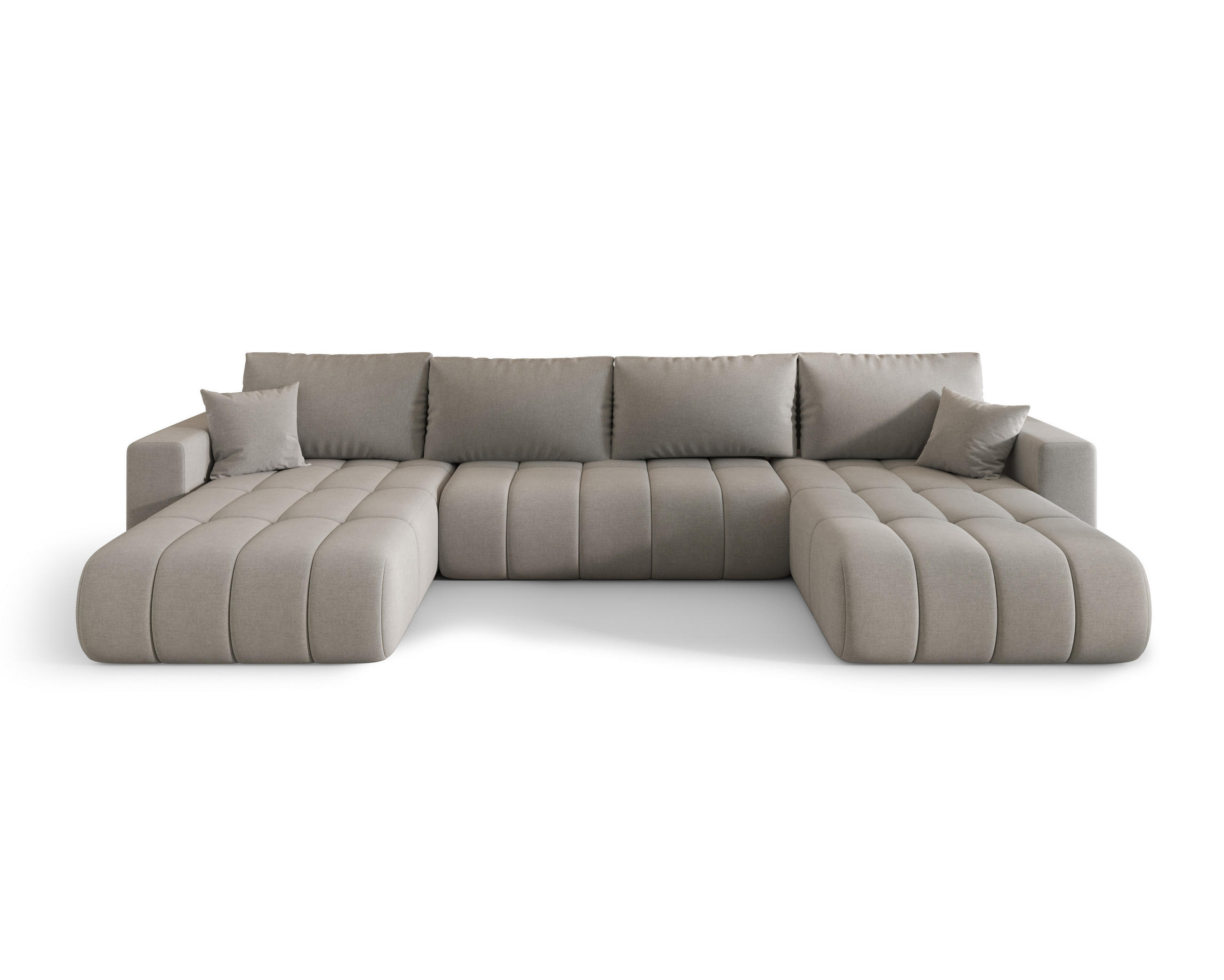 WOHNLANDSCHAFT ARDEN-U Samt mit Schlaffunktion und Bettkasten GRAU - Grau, Textil (384/85/175cm) - Luxkor24