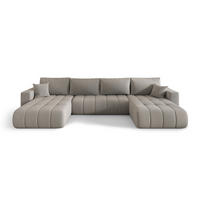 WOHNLANDSCHAFT ARDEN-U Samt mit Schlaffunktion und Bettkasten GRAU - Grau, Textil (384/85/175cm) - Luxkor24