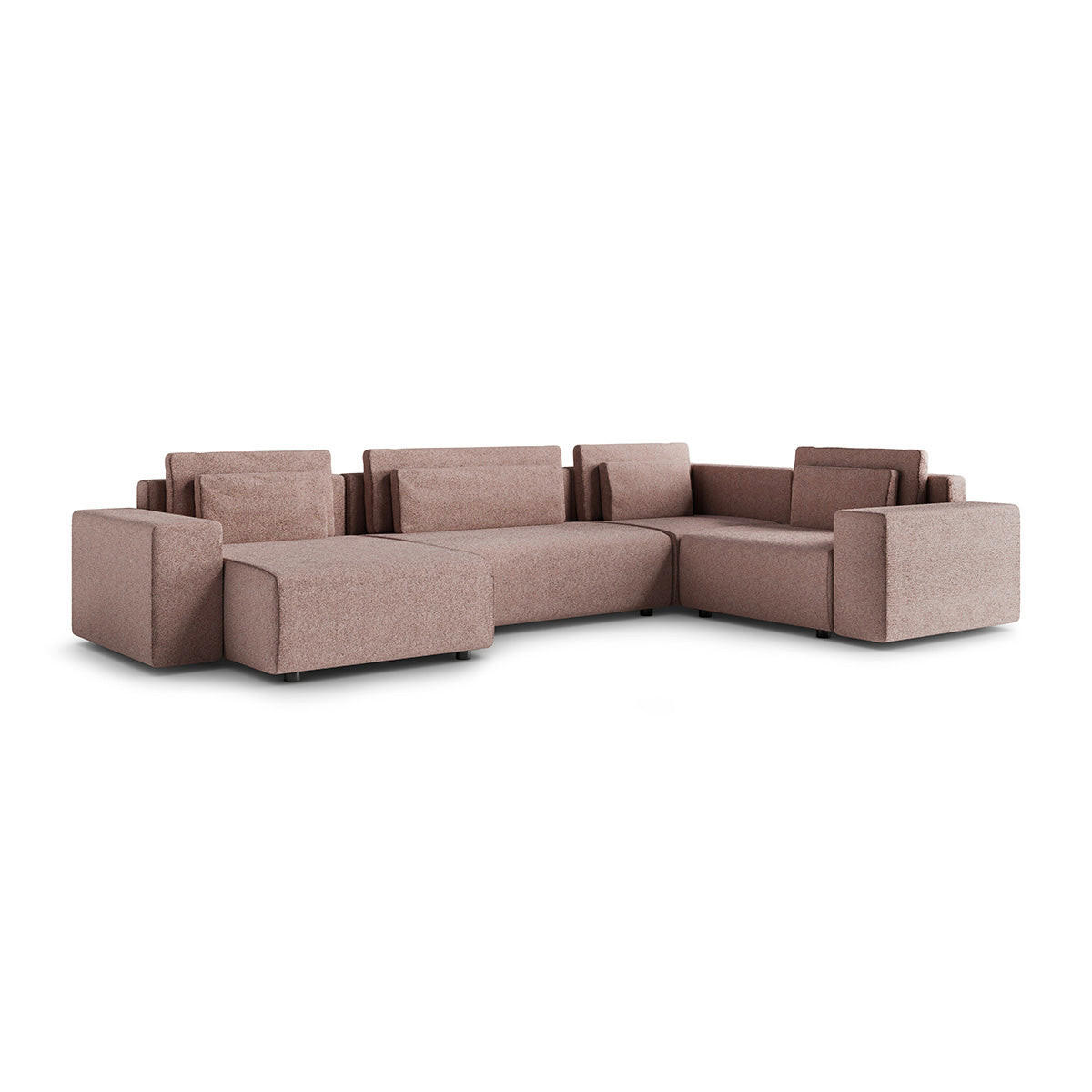 PANORAMASOFA Lorenzo 5 Sitzplätze Rosa - Pink, Holz (378/85/236cm) - Petits-meubles