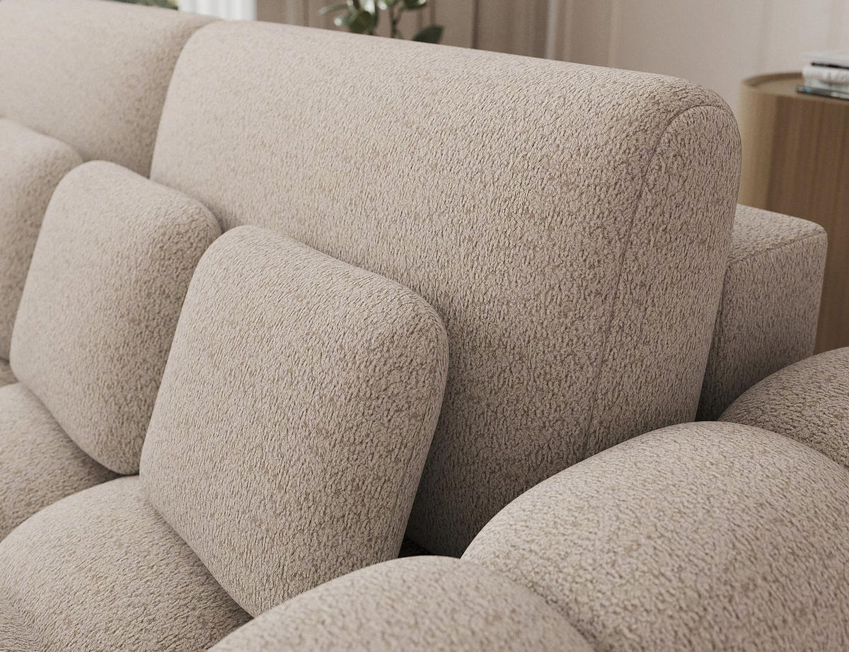 SCHLAFSOFA COTONN 256 cm – Modernes 3-Sitzer Sofa mit Schlaffunktion, Bettkasten und Dekokissen - Beige, Kunststoff (256/119/105cm) - Wohnideebilder