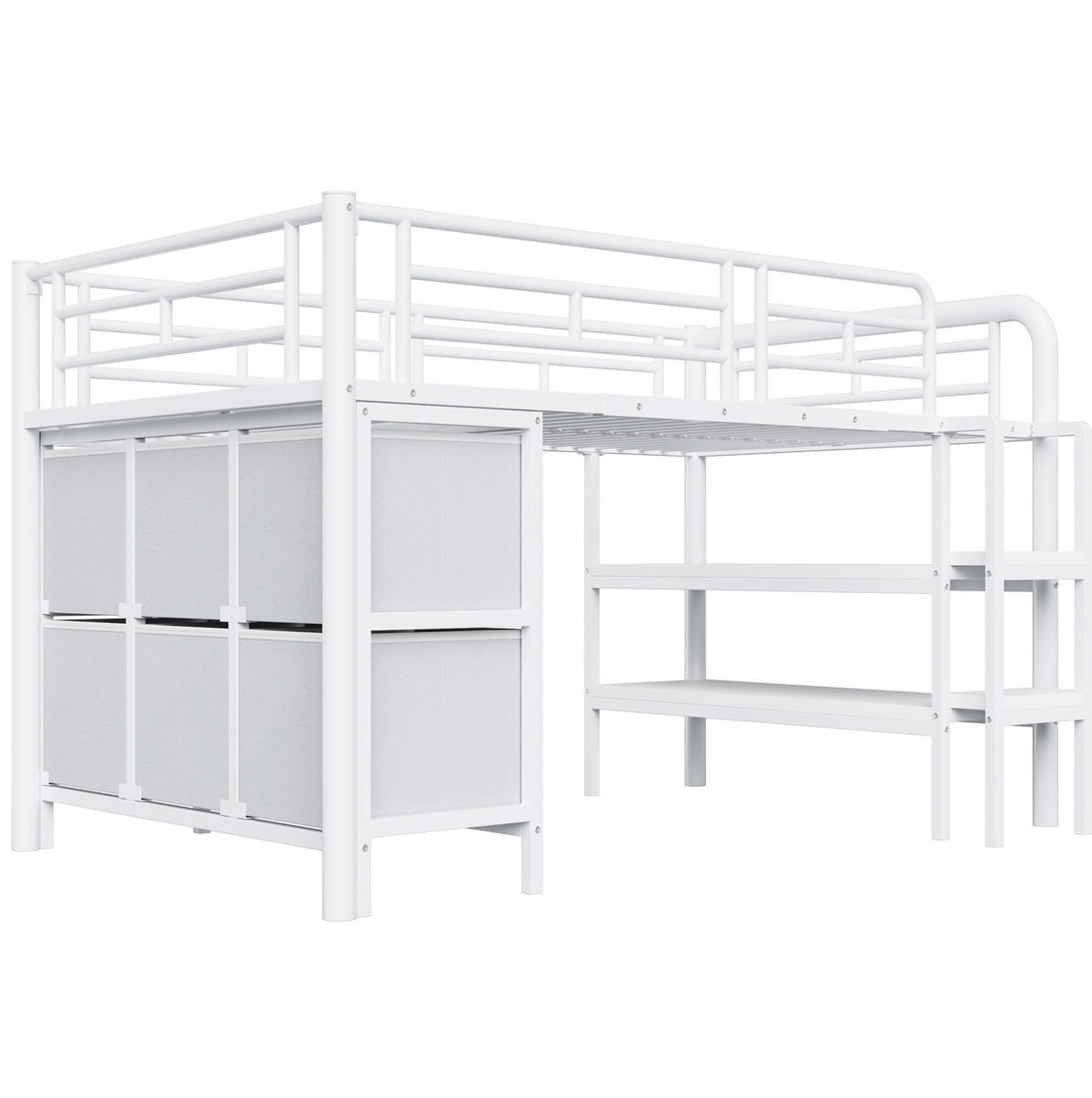 HOCHBETT mit Stauraum 90x200 cm Metall Weiß - Weiß, Metall (90/200cm) - Beauniv