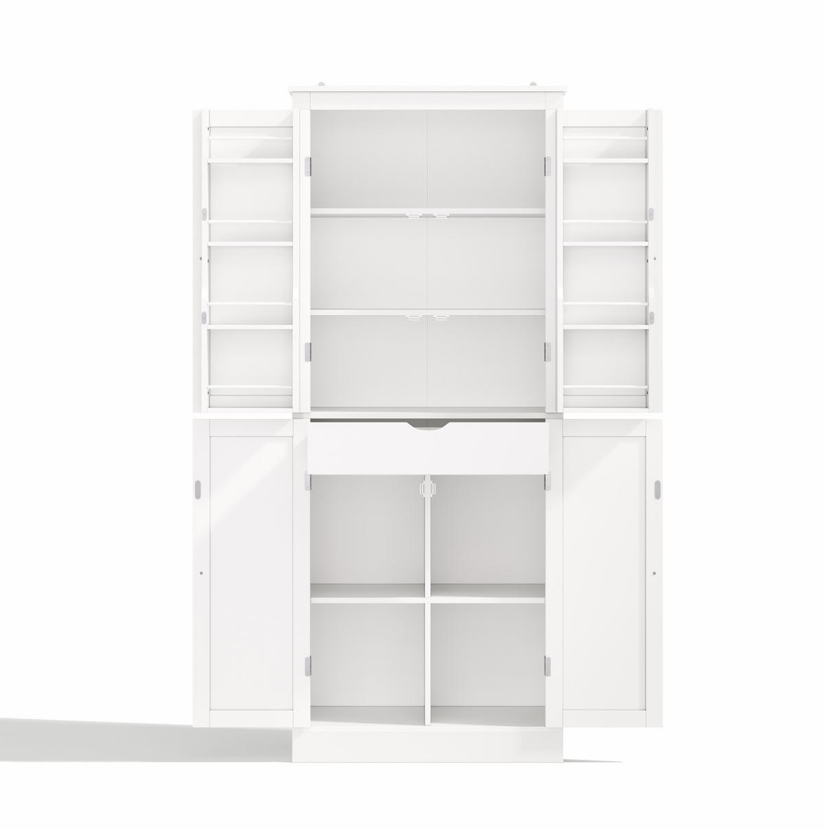 BUFFET aus MDF 75x40x182 cm Weiß mit Schublade, Regalfächern und Kippschutz - Weiß, Holzwerkstoff (75/180/40cm) - Modfu