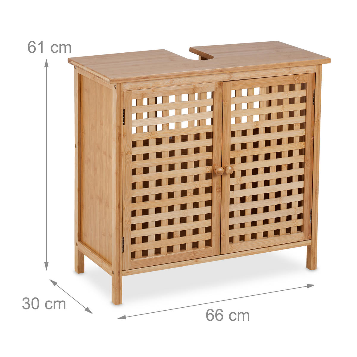 WASCHBECKENUNTERSCHRANK - Hellbraun, Holz/Holzwerkstoff (66/61/30cm) - Relaxdays