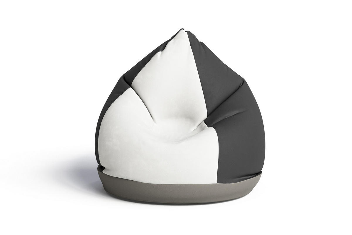 SITZSACK Circus - Weiß + Schwarz + Grau - Weiß, Kunststoff (96/100/96cm) - Möblo