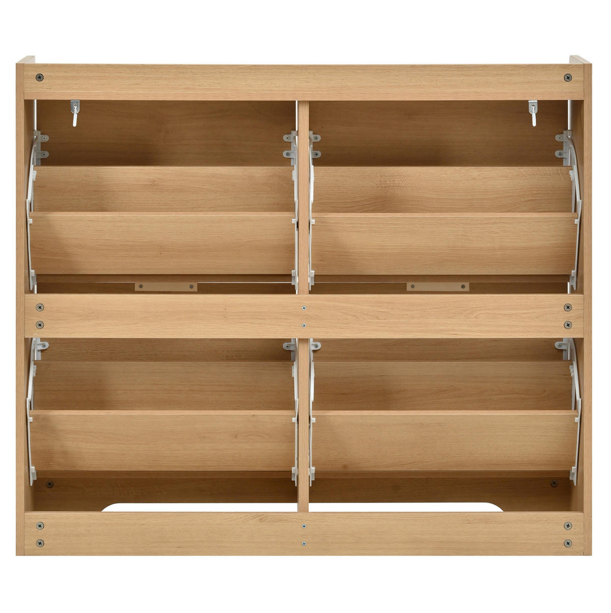 SCHUHSCHRANK aus MDF 105x24x90cm in Natur mit 4 Klappfächern - Naturfarben, Holzwerkstoff (105/90/24cm) - Modfu