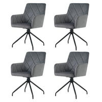 STUHL SET 4 Stück 360° Drehbarer mit Rautenmuster in anthrazit - Hellgrau, Textil (54/85/60cm) - KOMHTOM